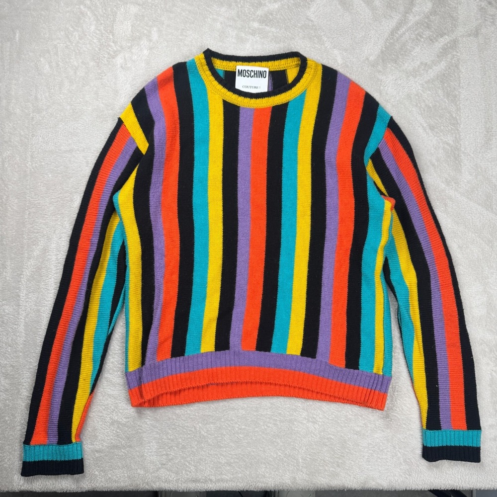 Moschino Couture Striped‎ Wool Sweater Womens 40 Multicolor Preowned